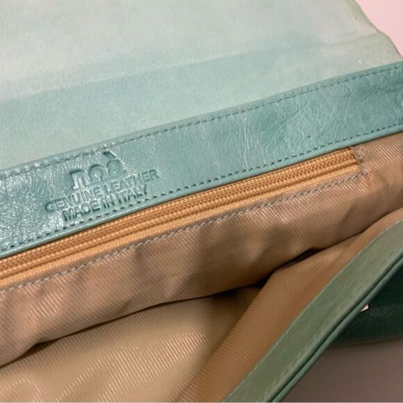 Python Snakeskin Tourquoise Rhinestone Leather purse shoulder clutch wristlet - Picture 10 of 11